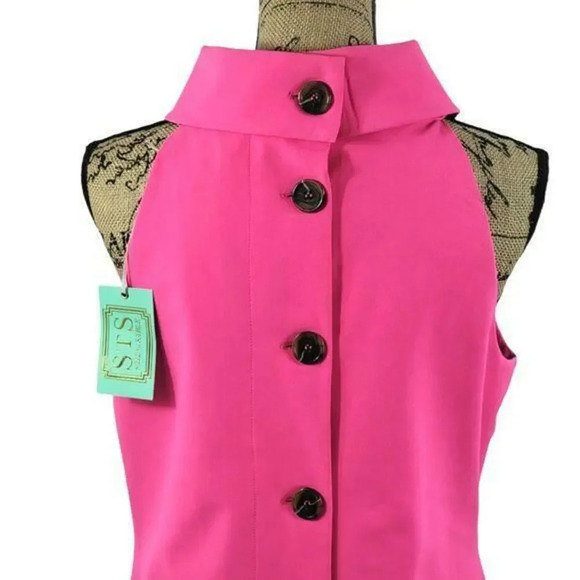 SAIL TO SABLE Womens High Neck Sheath Kneelength Dress Size Medium Pink New - Picture 6 of 12